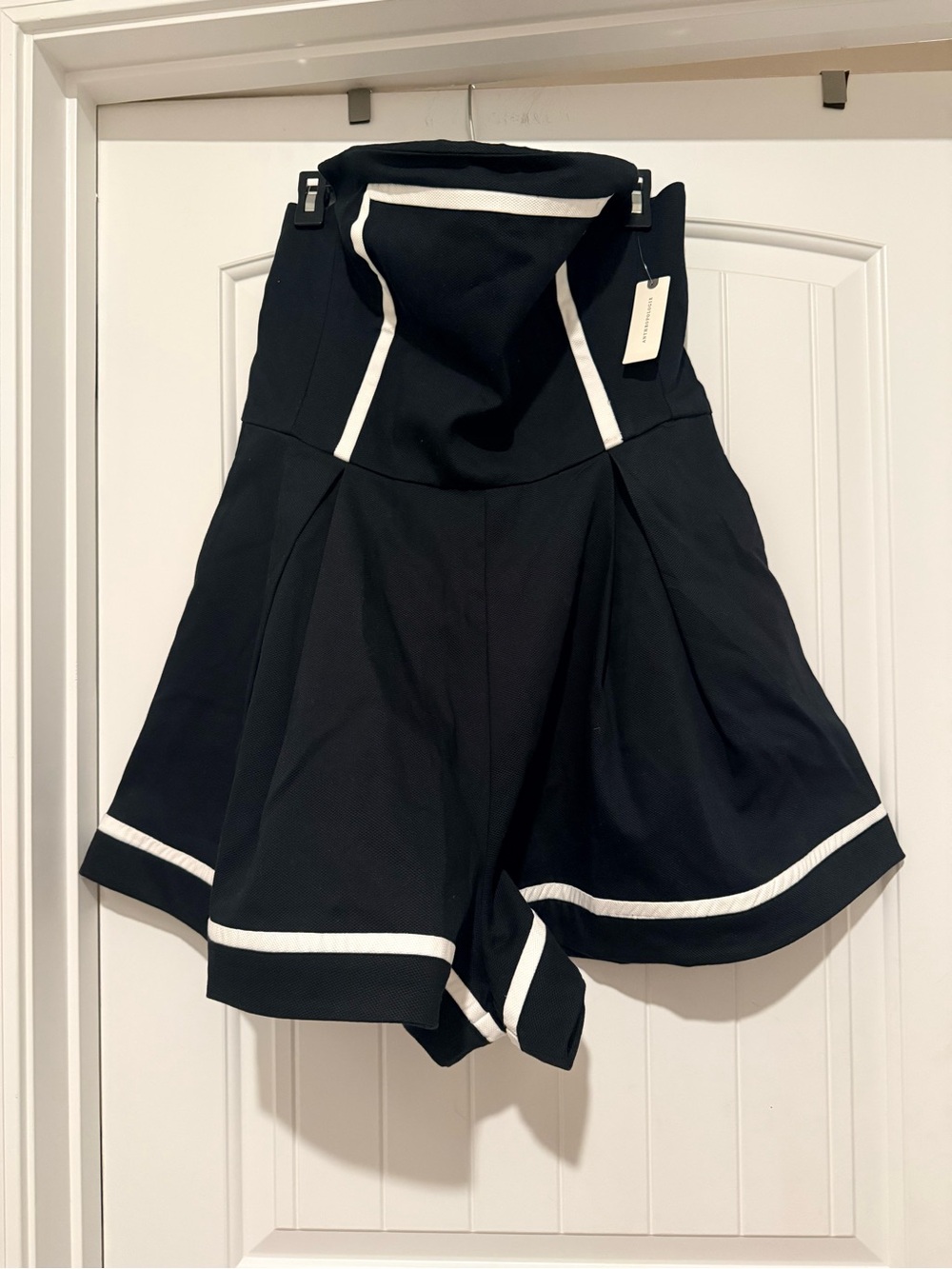 Maeve Strapless Cotton Romper by Anthopologie in Black - Picture 4 of 6